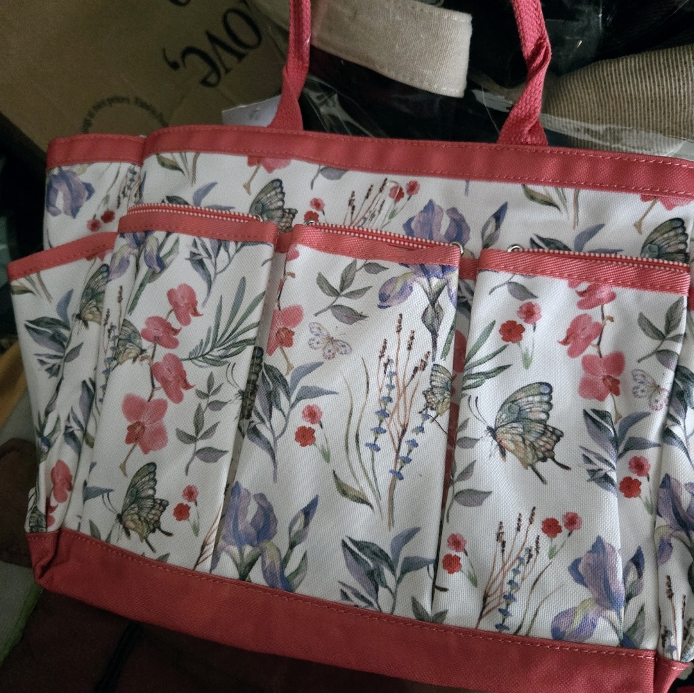 Floral Tote Bag with Pink Accents